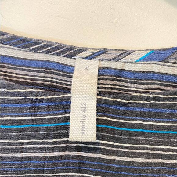 Studio 412 Oversized Boxy Pocket Summer Dress Medium Oversized Stripped - Picture 2 of 8